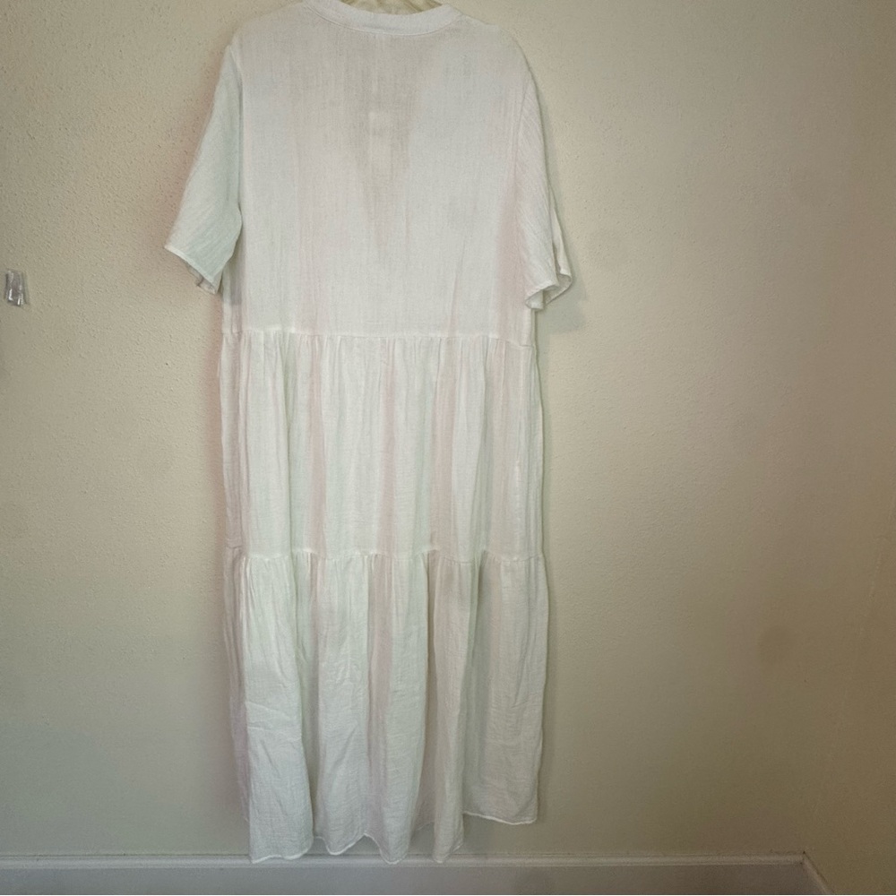 NWT ANTHROPOLOGIE The Kallie Flowy Tiered Maxi Gauzy Dress White Sz: XL - Picture 4 of 16